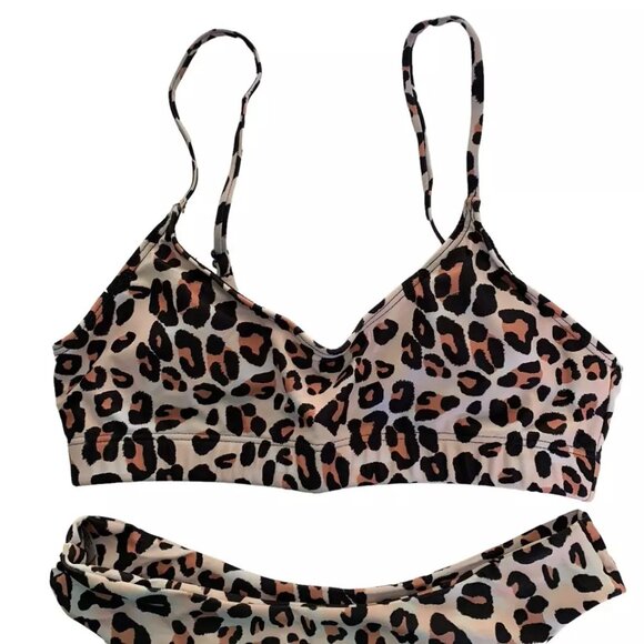 SweatyRocks Leopard Print Bikini Set Swimsuit Size Small Adjustable Straps - Picture 2 of 9